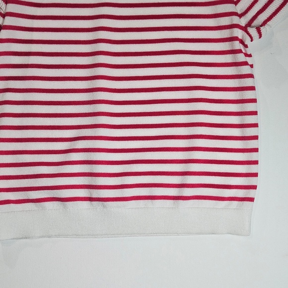 Express Sweater Womens XS White Pink Striped Short Sleeve Dolman Banded Hem Knit - Picture 5 of 7